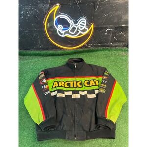 Vintage Arctic Cat Racing Jacket Full Zip Black Motorsport Mens Size Large
